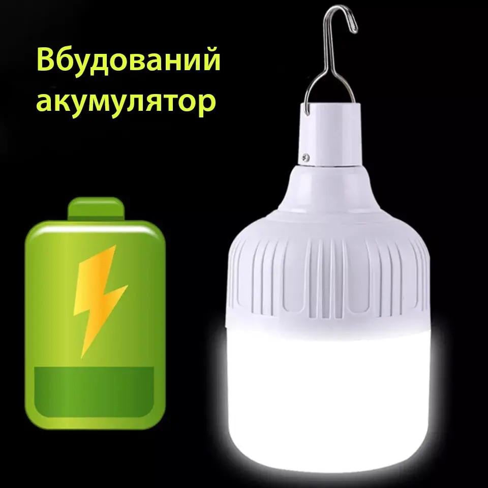 Лампа для кемпинга аккумуляторная с USB-зарядкой и крючком 20 W Белый (2649) - фото 6