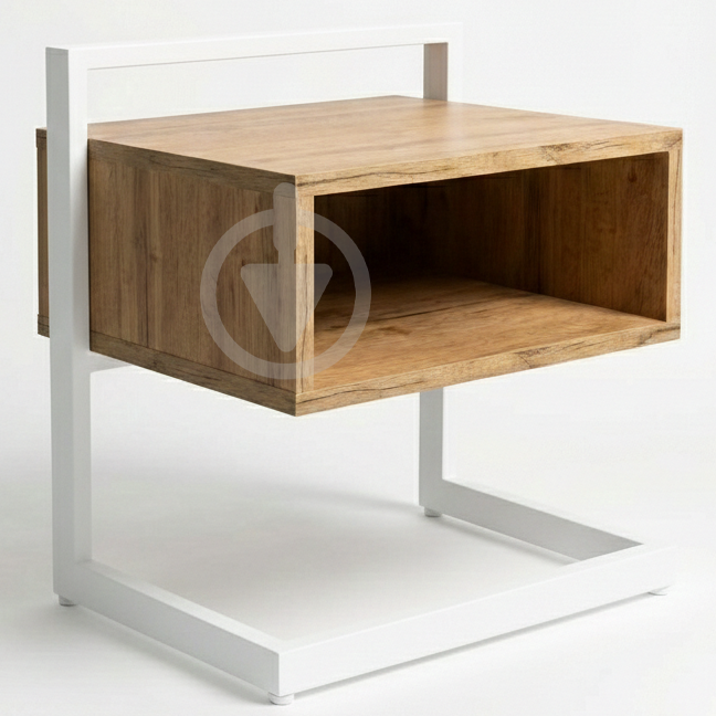 Тумба прикроватная RoMax LOFT Soft 50х50х40 см с металлическим каркасом/ДСП Дуб Тахо/Белый