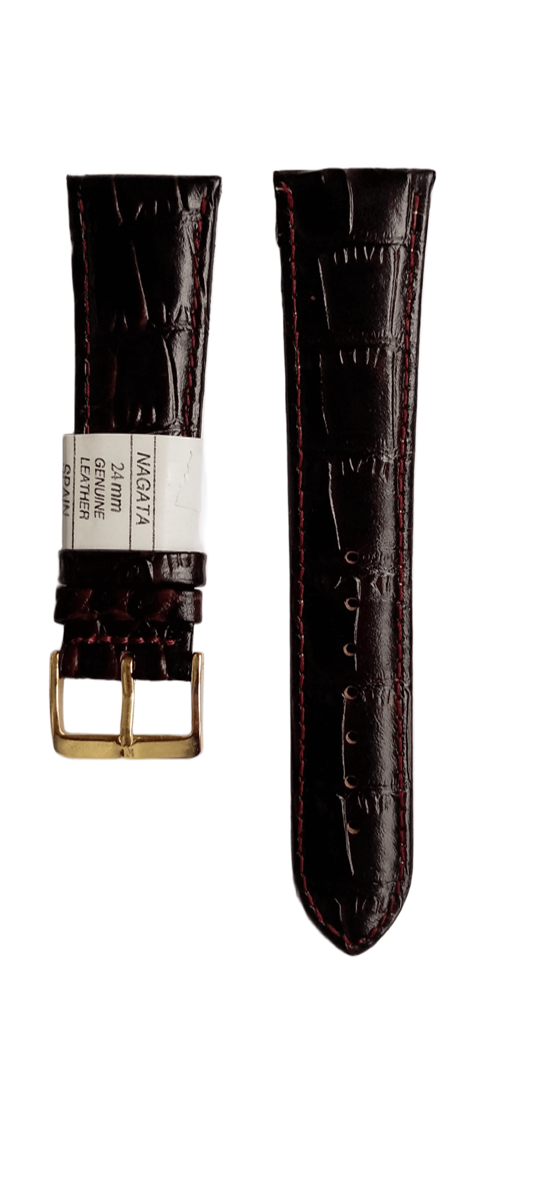 Ремешок кожаный для часов крокодил 24х180 мм Коричневый (2456В)