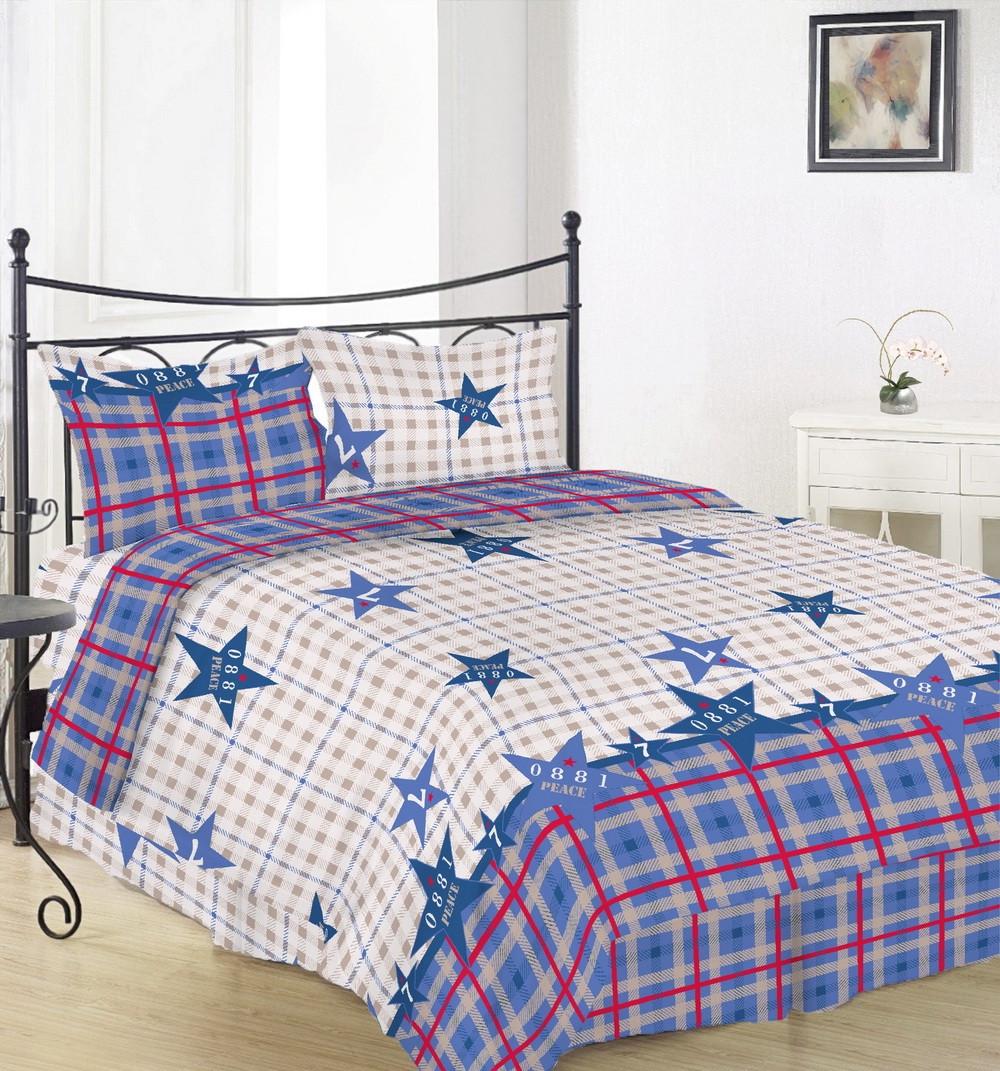 Простынь на резинке Вилена Голд бязь 90х200/25 см Синий/Бежевый Простынь на резинке Вилена Голд бязь 90х200/25 см Синий/Бежевый