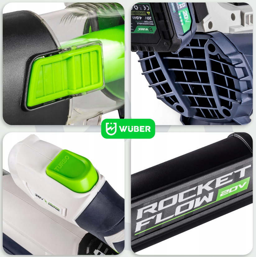 Воздуходувка аккумуляторная Wuber 20В 4Ач - фото 8 Воздуходувка аккумуляторная Wuber 20В 4Ач - фото 8