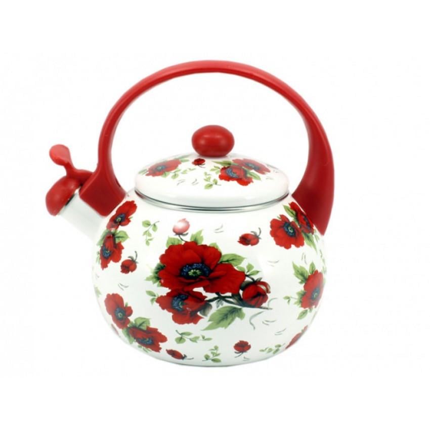 Чайник эмалированный со свистком ZAUBERG 9/L RED HANDLE 2,2 л (1242785738)