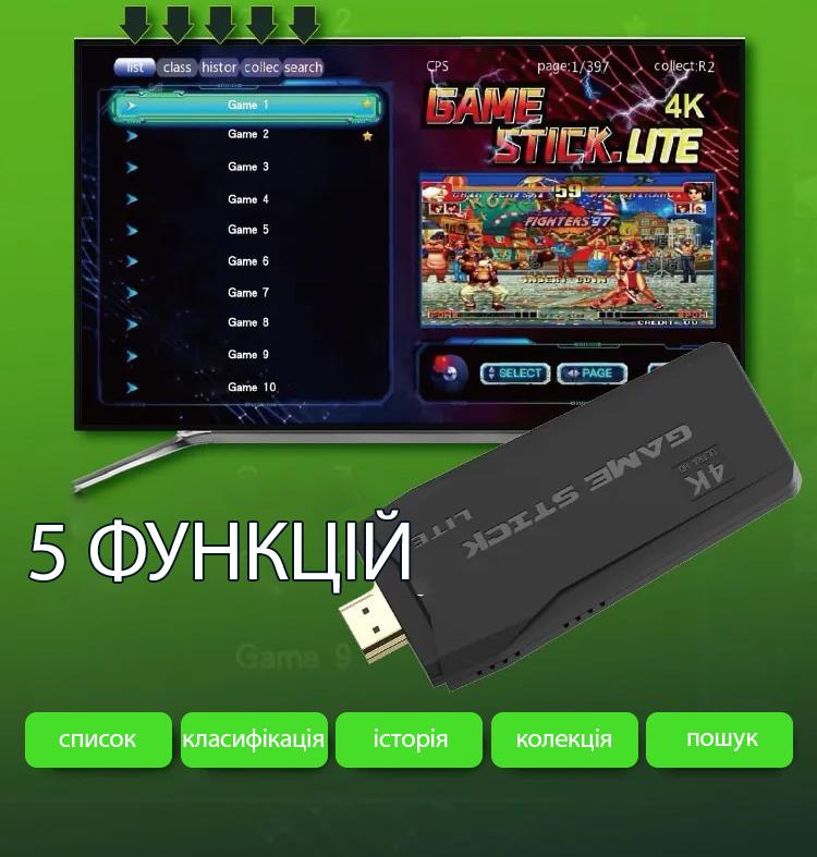 Игровая консоль Data Frog 4K с двумя беспроводными контроллерами Retro TV Dendy Black - фото 4