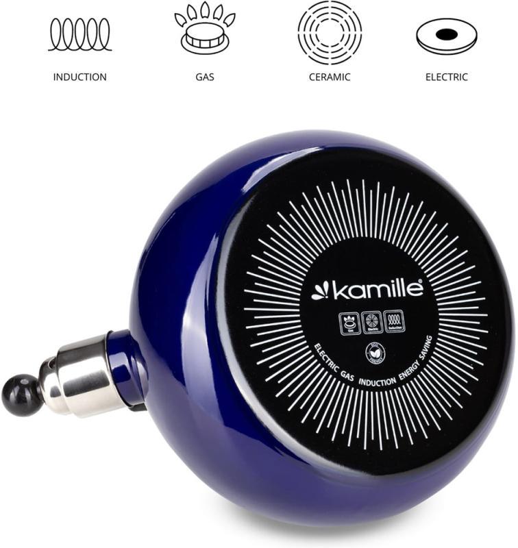 Чайник емальований Kamille Boiling Water зі свистком 2,5 л Синій глянцевий - фото 4 Чайник емальований Kamille Boiling Water зі свистком 2,5 л Синій глянцевий - фото 4