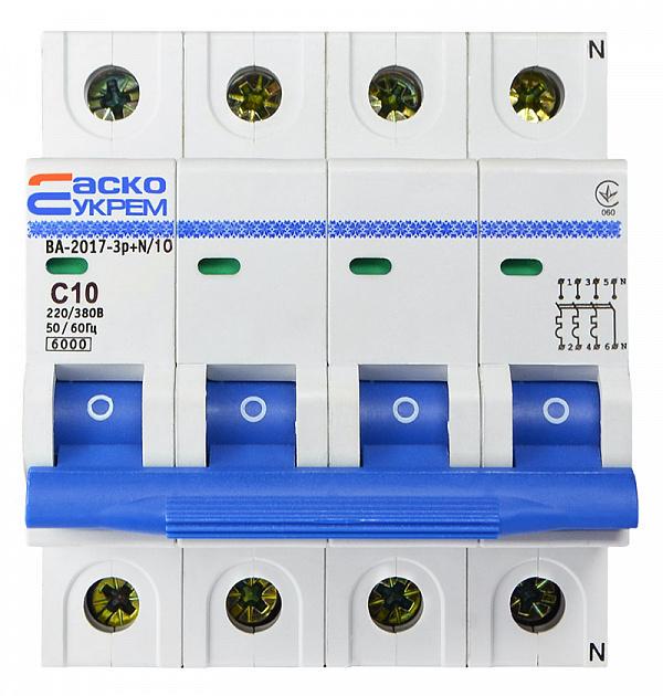 Автоматический выключатель АСКО-Укрем ВА-2017 3P+N 10А 6кА C (A001017001021)