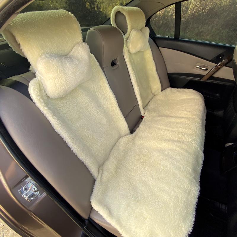 Накидка на сиденье автомобиля из овчины Sheepskin эко-шерсть задний комплект 50 см Лимонный (725) - фото 4 Накидка на сиденье автомобиля из овчины Sheepskin эко-шерсть задний комплект 50 см Лимонный (725) - фото 4