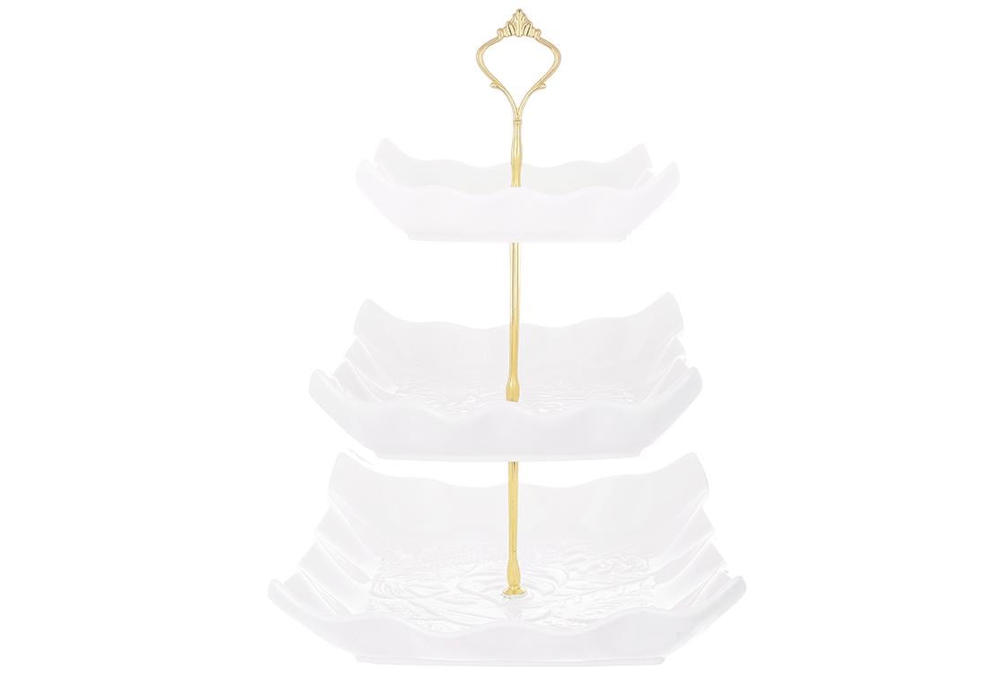 Этажерка фарфоровая BonaDi Монстера 36 см Белый (988-442) - фото 1 Этажерка фарфоровая BonaDi Монстера 36 см Белый (988-442) - фото 1