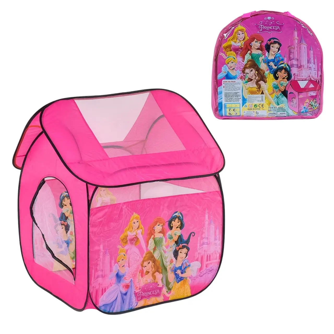 Палатка детская игровая Домик Принцессы в сумке складная 112x102x114 см (8009P)