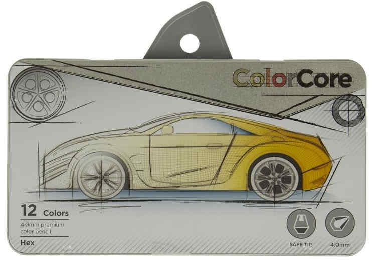 Карандаши цветные Marco Color Core 12 цветов в металлическом кейсе