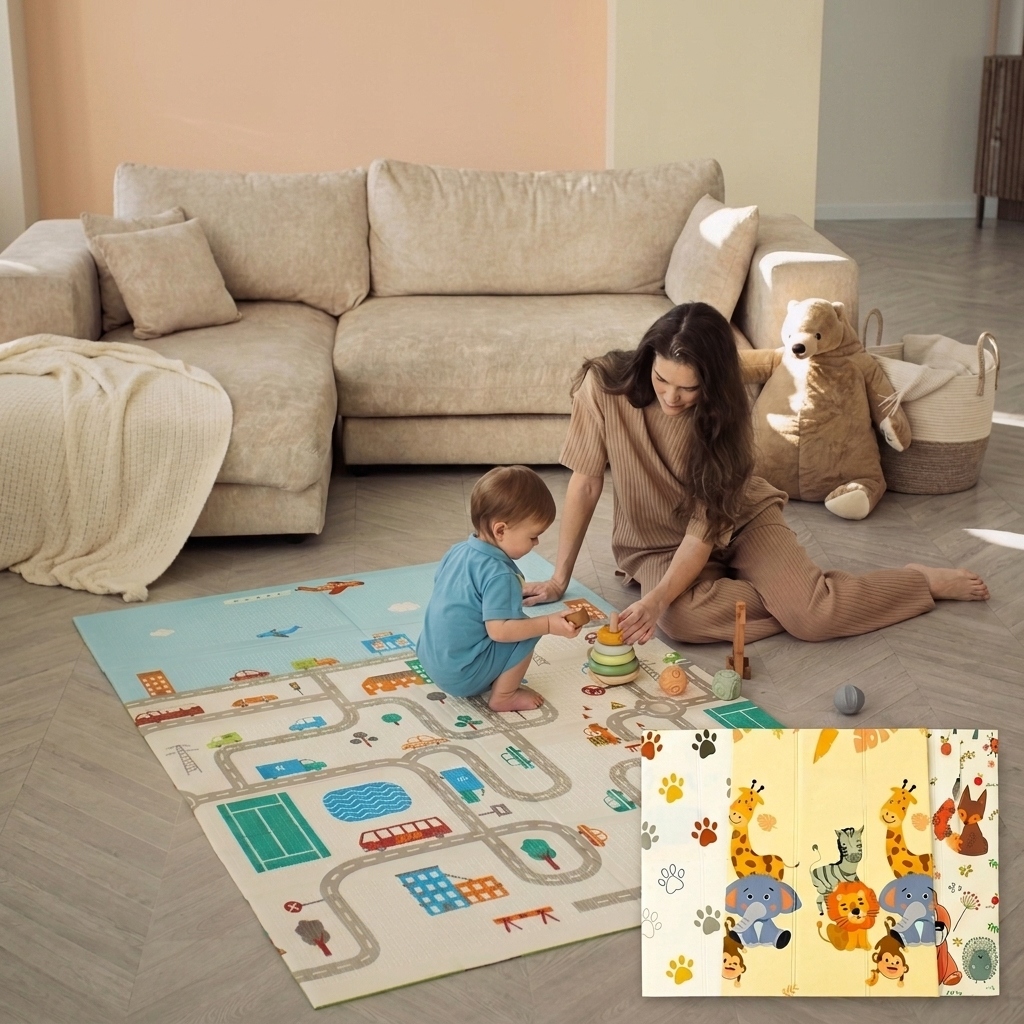 Игровой коврик двухсторонний 180х150 см с сумкой (A4235)