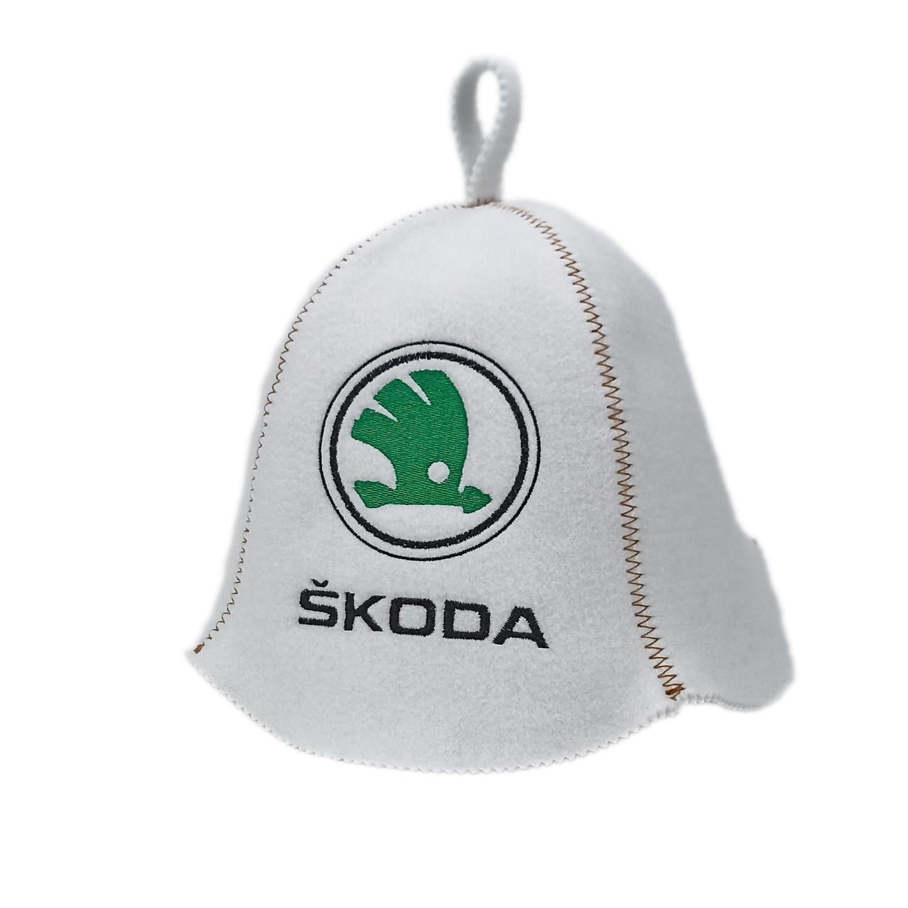 Шапка для сауны и бани SUNROZ "Skoda" искусственный фетр Белый (LA-690)