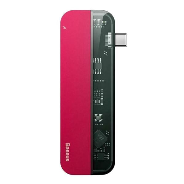 USB-хаб Baseus Transparent Series Type-C Multifunctional HUB Adapter CAHUB-TD09 Червоний