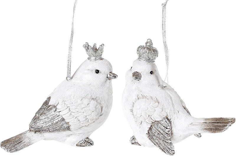 Набор подвесок Королевские птички White Silver 12х6х10 см 2 шт. (BD-218-911)