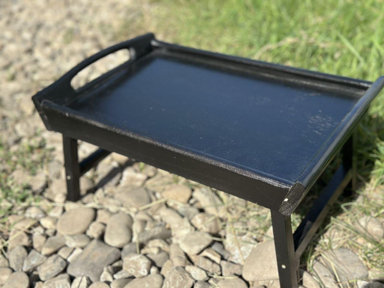 Столик-поднос складной деревянный лакированный 43x28x20 см Черный (7035) - фото 4 Столик-поднос складной деревянный лакированный 43x28x20 см Черный (7035) - фото 4
