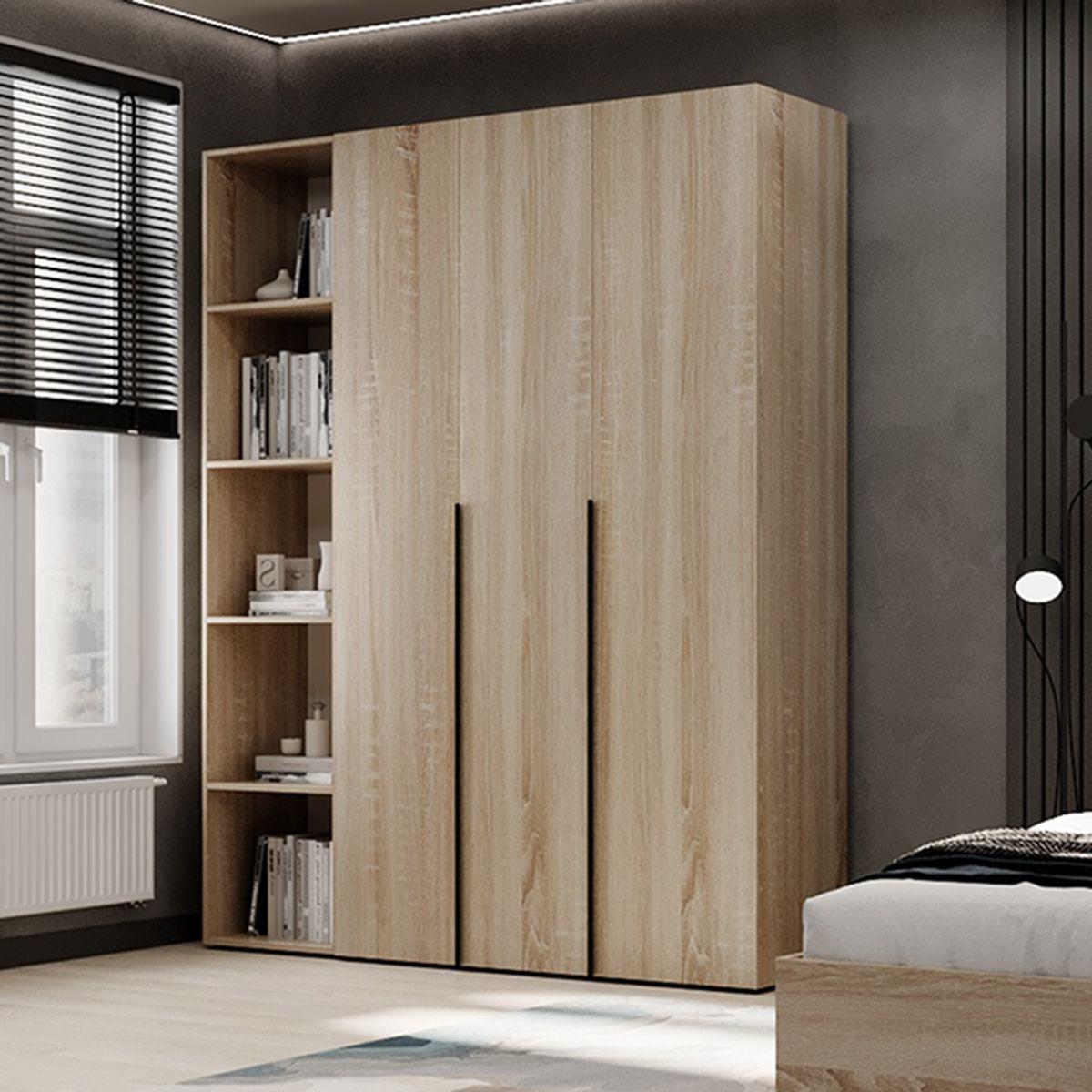 Шафа розпашна AiH Light №16 3-дверна з полицями та штангою 160x220x50 см Дуб Сонома (LTK01613000000)