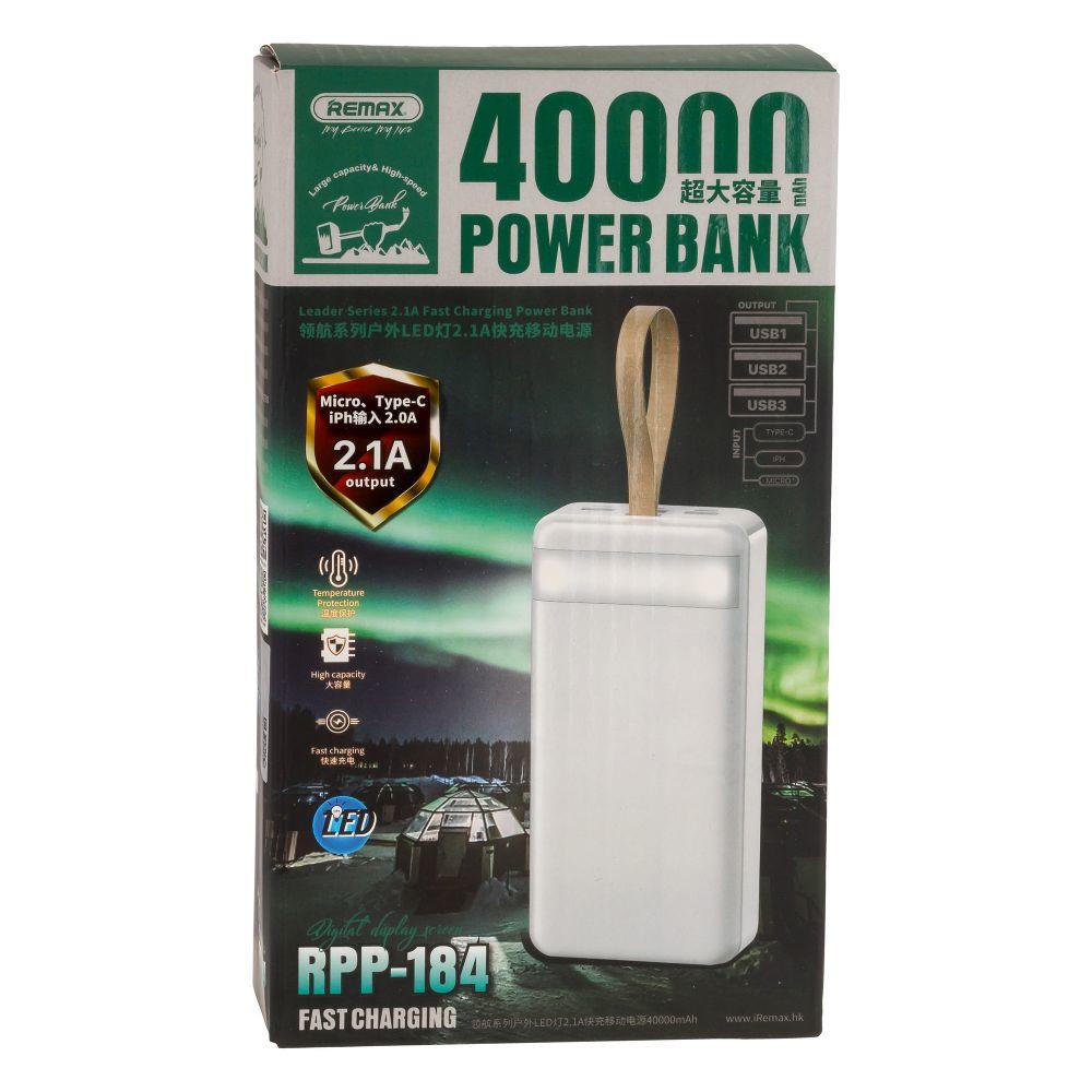 Зарядка портативна Remax RPP-184 Leader Series 2.1A Fast Chaging 40000 mAh Чорний - фото 3