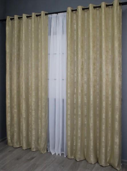 Штори на люверсах SULTAN XO жакард 1,5х2,5 м 2 шт. Золотистий (1284ш) - фото 6