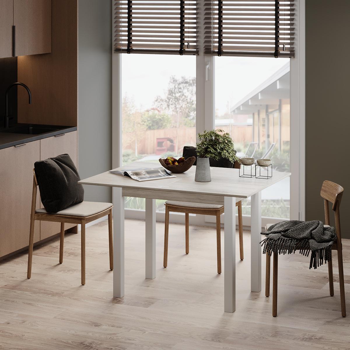 Обеденный стол-трансформер Dinner Glass 900x750x600 мм Артвуд светлый/Белое стекло (GATB16202000101) - фото 5 Обеденный стол-трансформер Dinner Glass 900x750x600 мм Артвуд светлый/Белое стекло (GATB16202000101) - фото 5