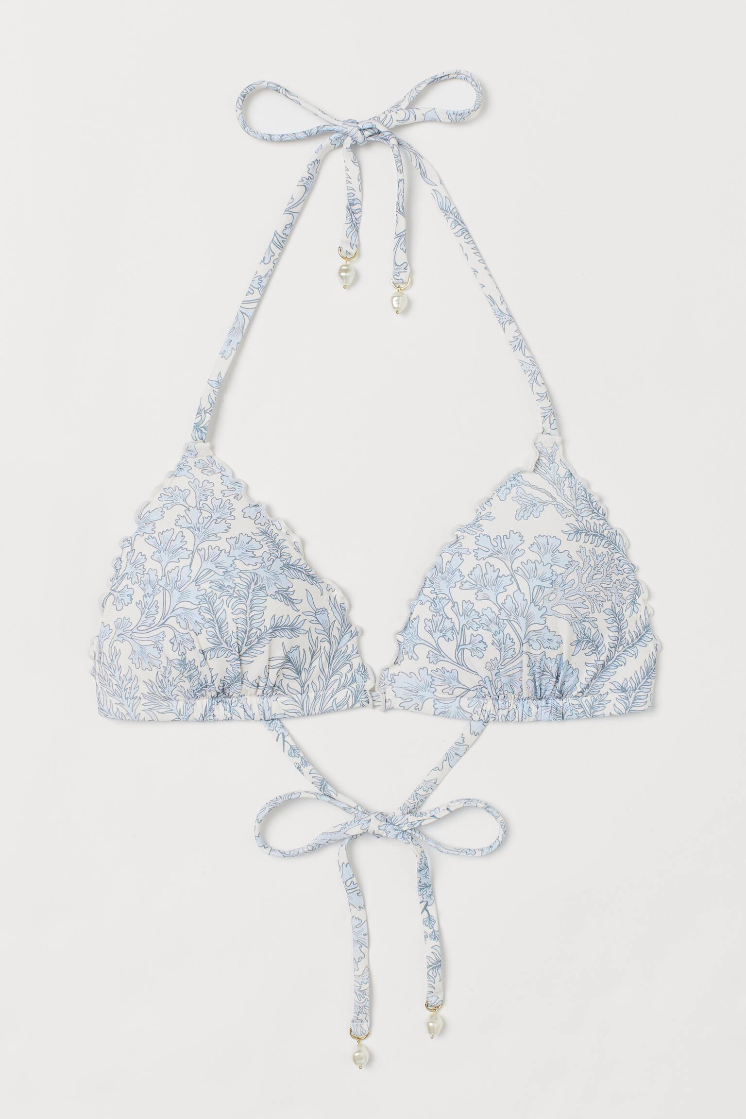 Купальный топ H&M с принтом р. 40 Молочно-голубой (698286)