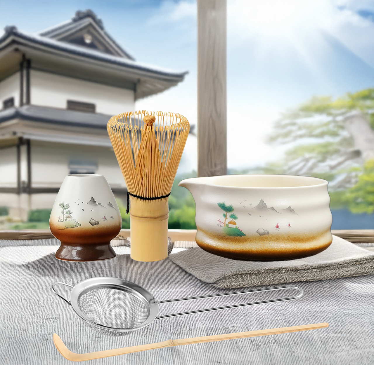 Набір аксесуарів для приготування матча чаю Japanese Landscape 5 аксесуарів (2578348878) - фото 2