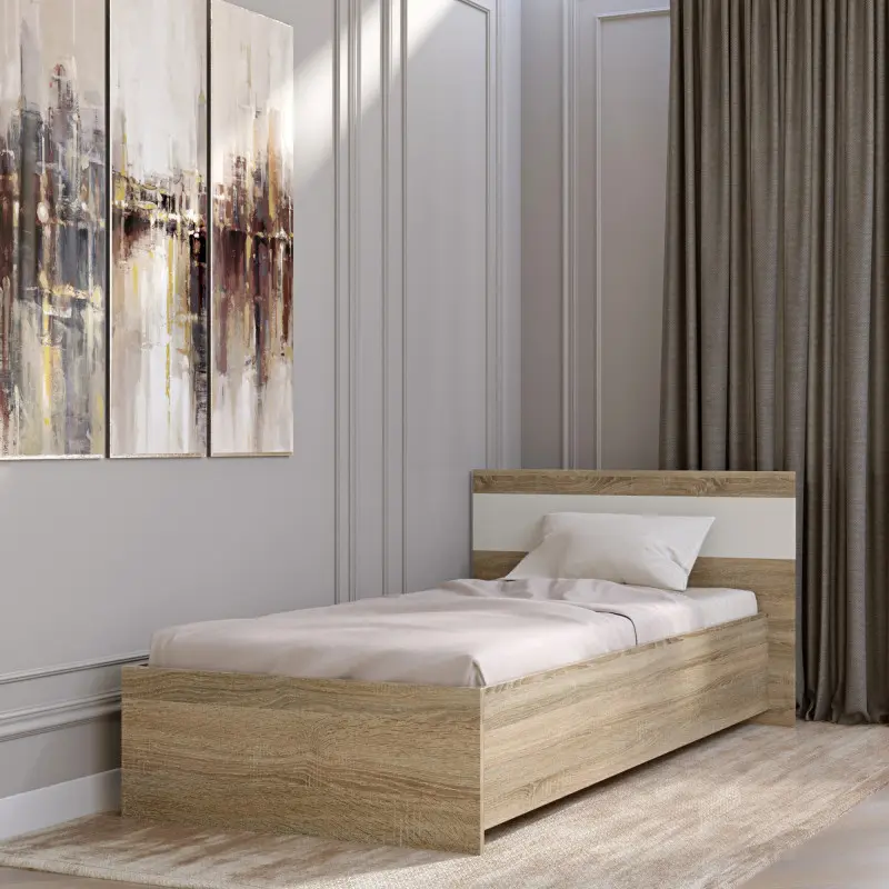 Ліжко односпальне Соната 90х200 см Дуб сонома/Білий (26760148) - фото 2 Ліжко односпальне Соната 90х200 см Дуб сонома/Білий (26760148) - фото 2