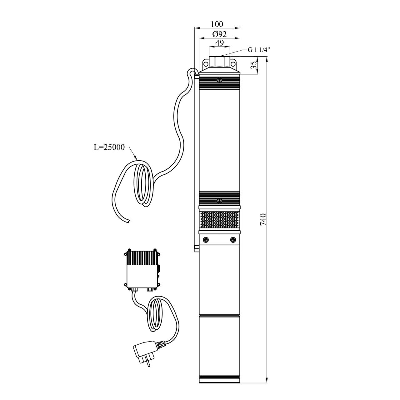Насос глибинний відцентровий багатоступеневий Pumpman 4STM3-7-0,37 кВт Hmax 50 м Qmax 4,8 куб.м 370 Вт (2681047371) - фото 2 Насос глибинний відцентровий багатоступеневий Pumpman 4STM3-7-0,37 кВт Hmax 50 м Qmax 4,8 куб.м 370 Вт (2681047371) - фото 2