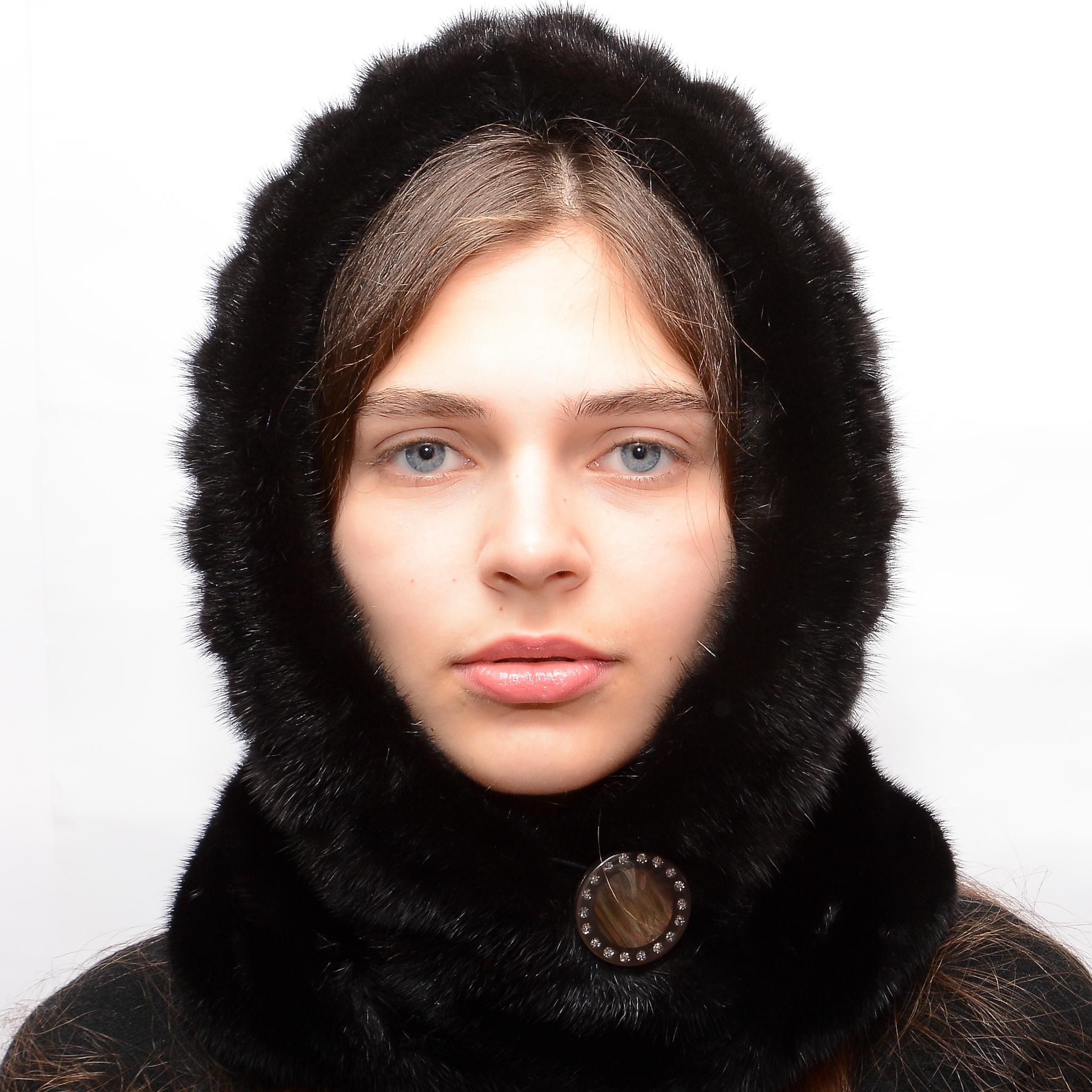 Зимний капюшон Меховой стиль Цельный из натурального меха норки (СТК 059)