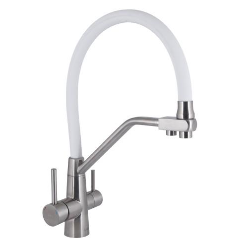 Змішувач для кухні Lidz Aria 020F3 з гнучким виливом із підключенням для питної води k35 (LDARI020F3WNK39480)
