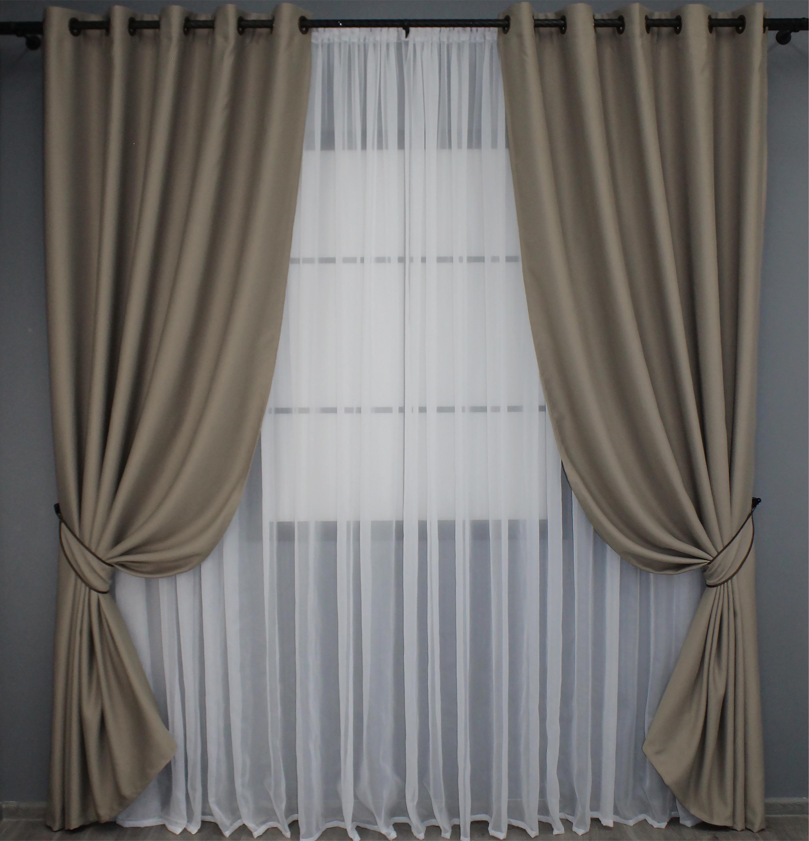 Комплект штор на люверсах VR-Textil Блэкаут Bagema Rvs № 1239ш 150х250 см 2 шт. Молочный шоколад (37-0110) - фото 1