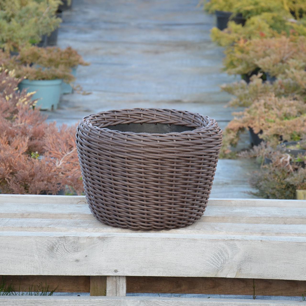Кашпо для рослин з штучного ротангу 16 л Чесаний венге - фото 6