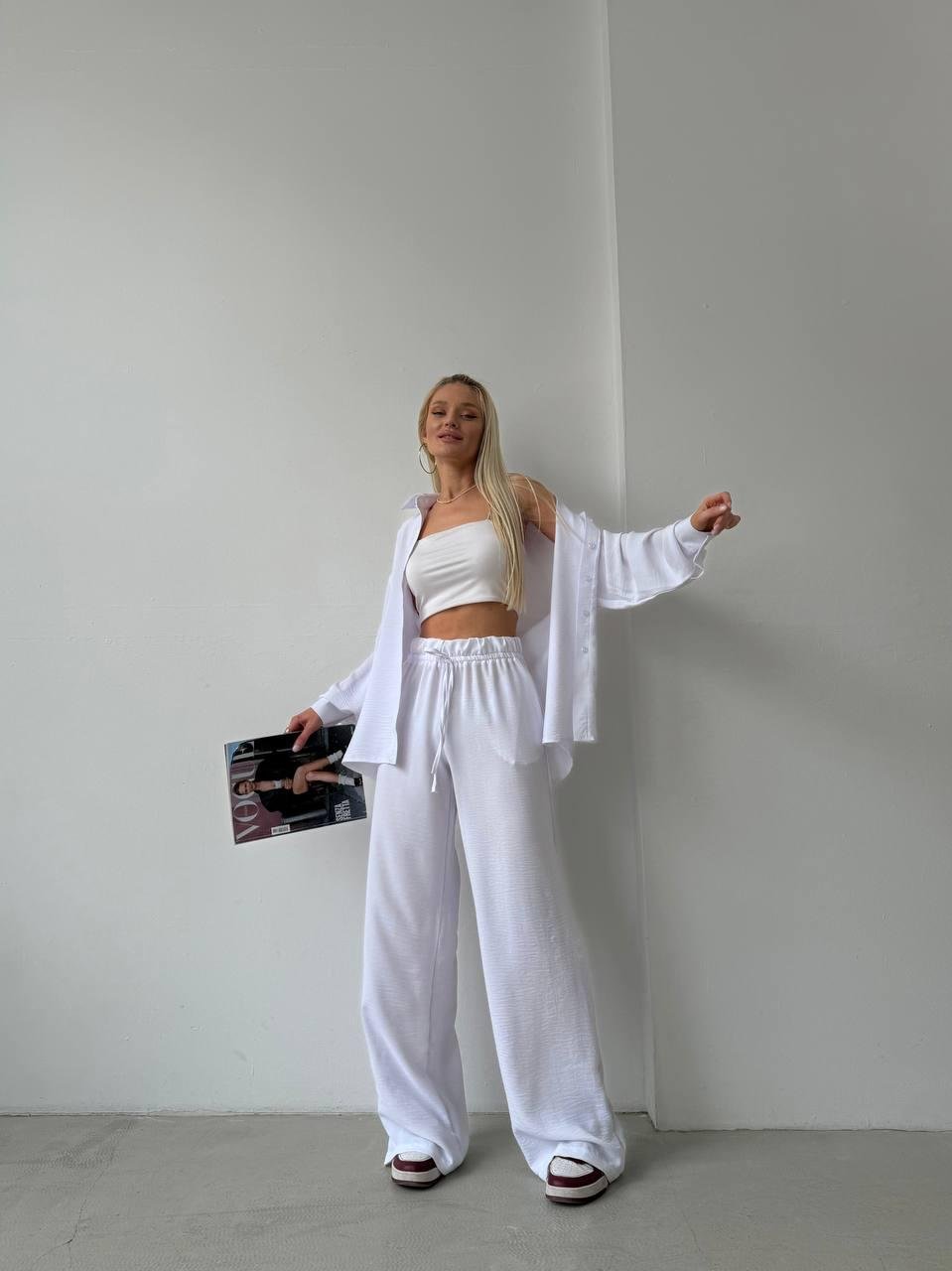 Костюм женский креп L Белый (С1499-5508/Н) - фото 3 Костюм женский креп L Белый (С1499-5508/Н) - фото 3