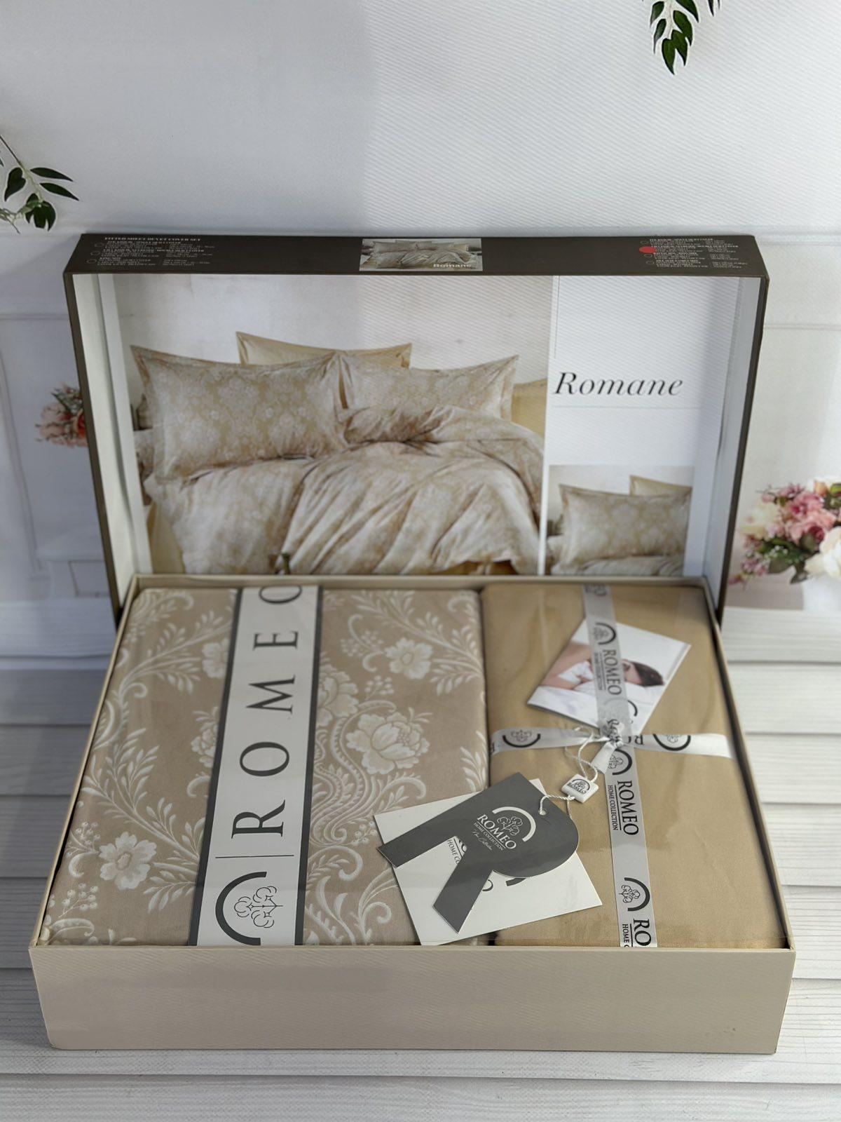 Комплект постільної білизни Romane Вензель поплін Євро Бежевий (Romane1) - фото 2 Комплект постільної білизни Romane Вензель поплін Євро Бежевий (Romane1) - фото 2