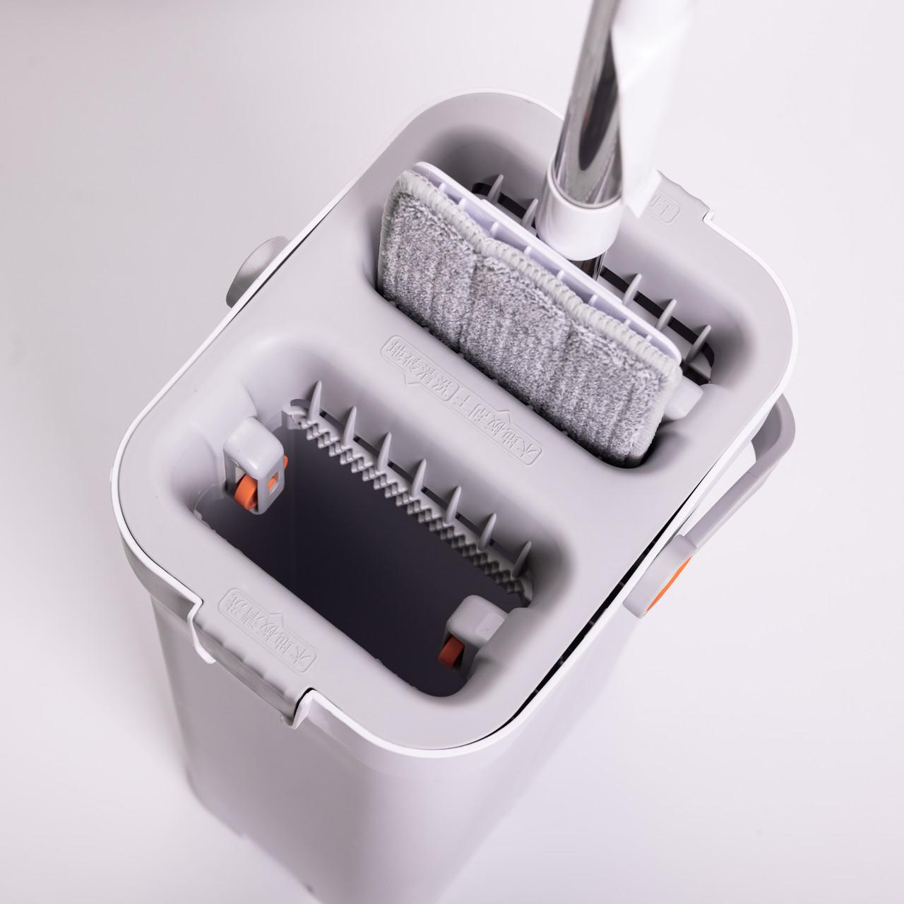 Набор для уборки с плоской шваброй и двухсекционным ведром с отжимом насадка из микрофибры (HP-35015-19) - фото 4 Набор для уборки с плоской шваброй и двухсекционным ведром с отжимом насадка из микрофибры (HP-35015-19) - фото 4