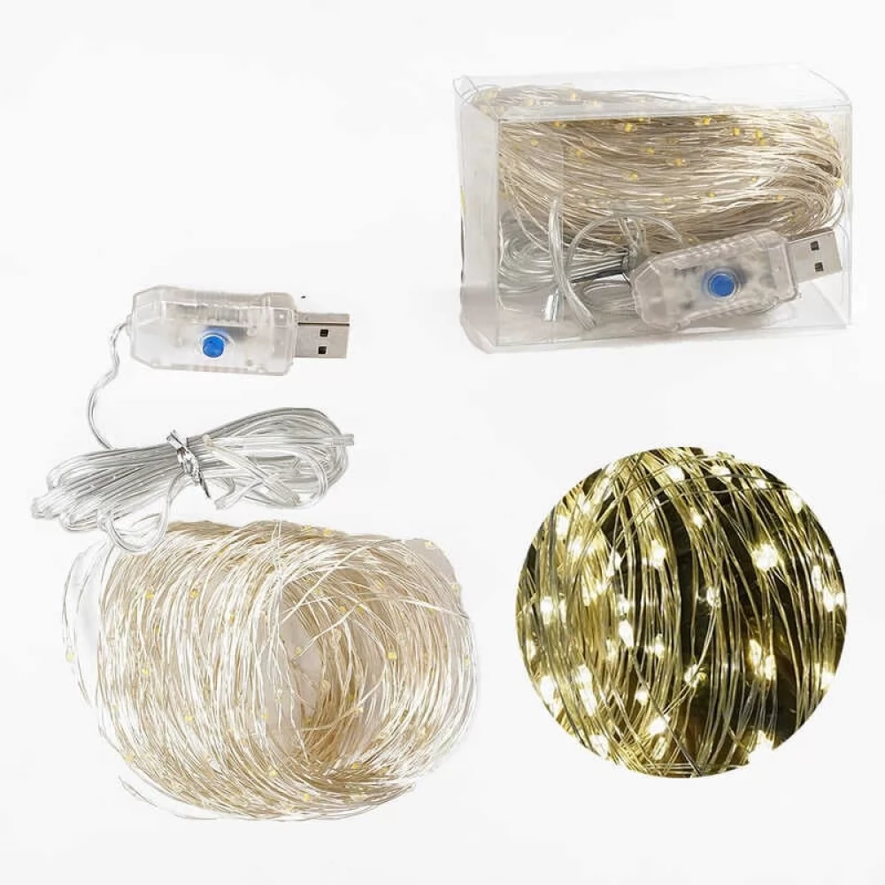 Гірлянда usb крапля роси 200 led нитка 8 режимів тепло-білий 20 м - фото 4 Гірлянда usb крапля роси 200 led нитка 8 режимів тепло-білий 20 м - фото 4