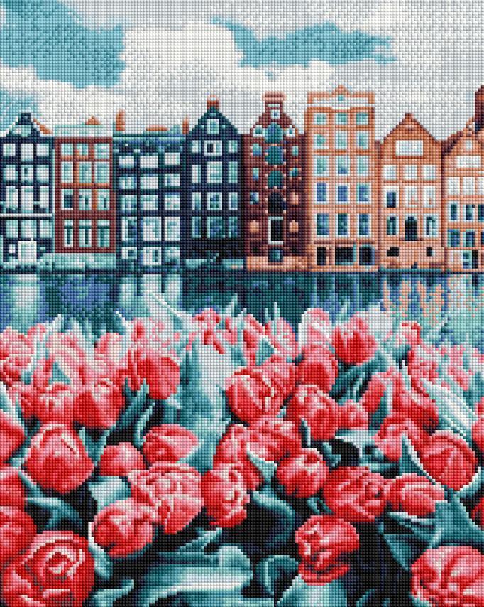 Алмазная мозаика ColorArt Город в тюльпанах 40х50 см (SP098)