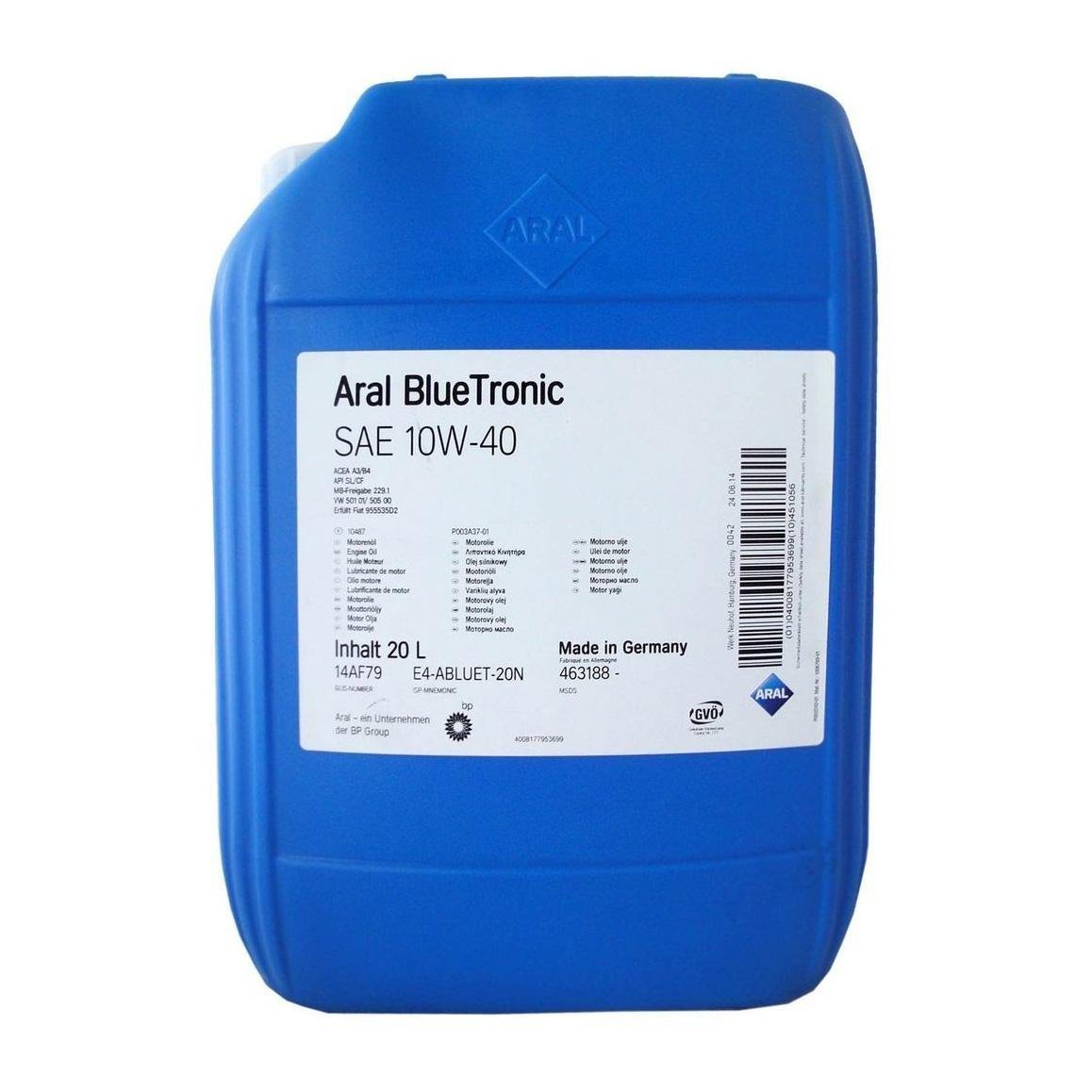 Мастило моторне Aral BlueTronic SAE 10W-40 20 л (343)