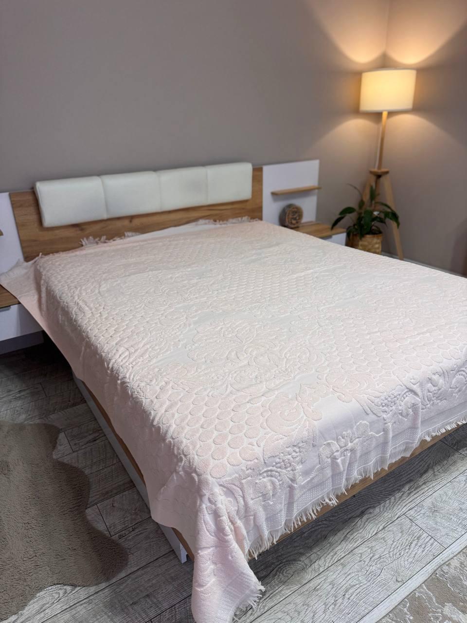 Простынь махровая полуторная 150х200 см Нежно-розовая (Д-Al-mahr-pr-002)