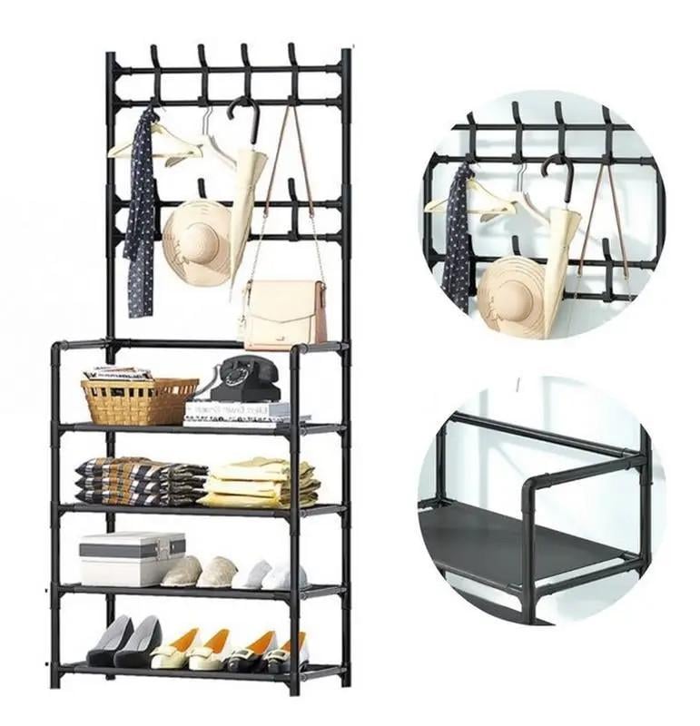 Вешалка для одежды напольная New simple floor clothes rack size с полками и крючками - фото 2 Вешалка для одежды напольная New simple floor clothes rack size с полками и крючками - фото 2