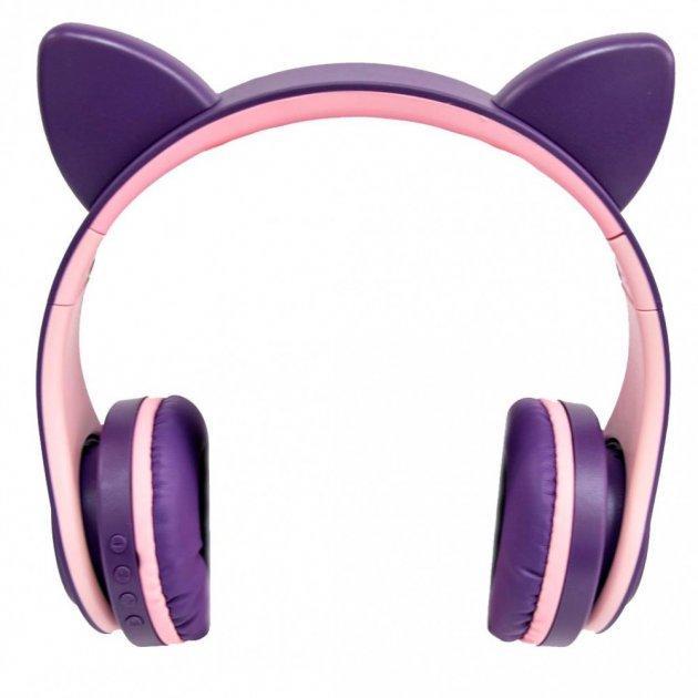 Наушники беспроводные Cat EAR TO-99 с кошачьими ушками с подсветкой MP3 MicroSD FM-радио Фиолетовый (18009A)