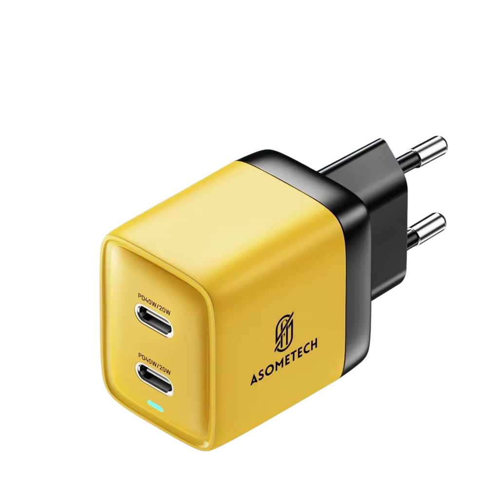 Зарядний пристрій мережевий Asometech GAN 40W 2 type-c Yellow (25397315)