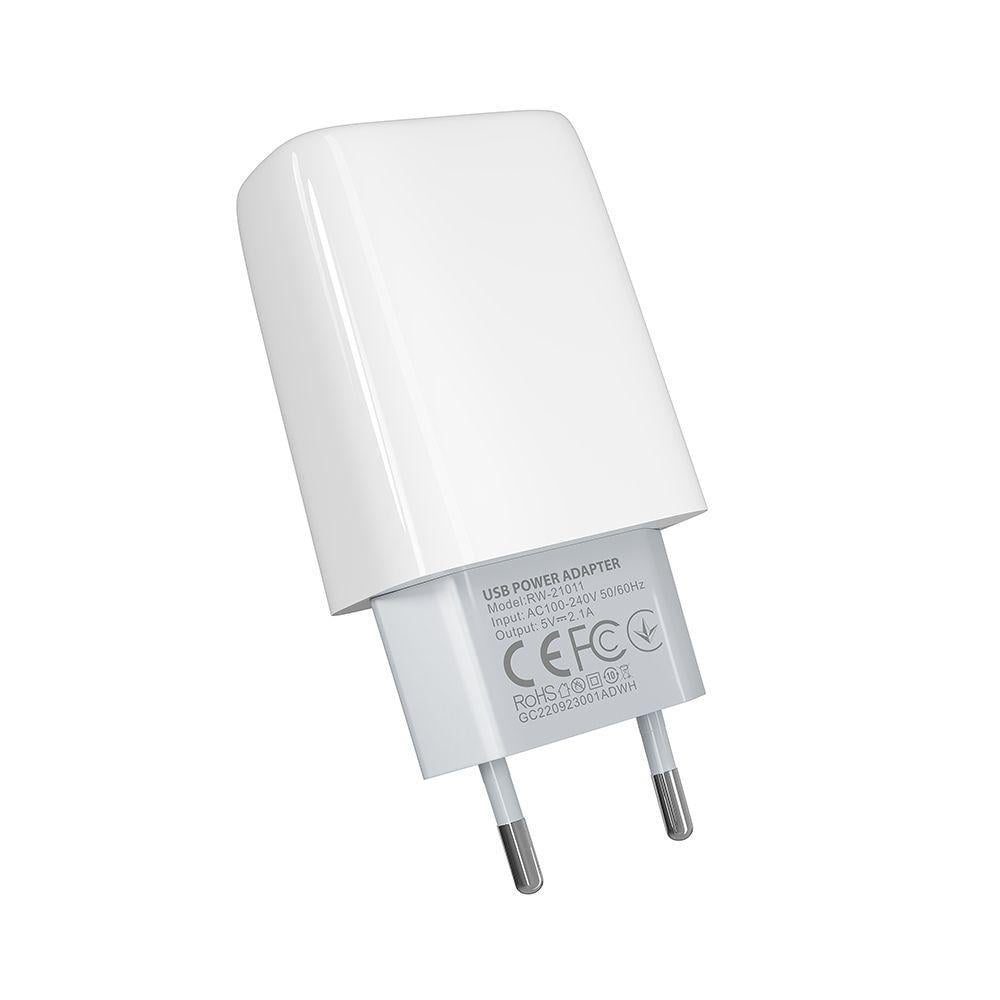 Зарядний пристрій мережевий Ridea RW-21011 Element Duo 2 USB 2,1 A Білий (2669)