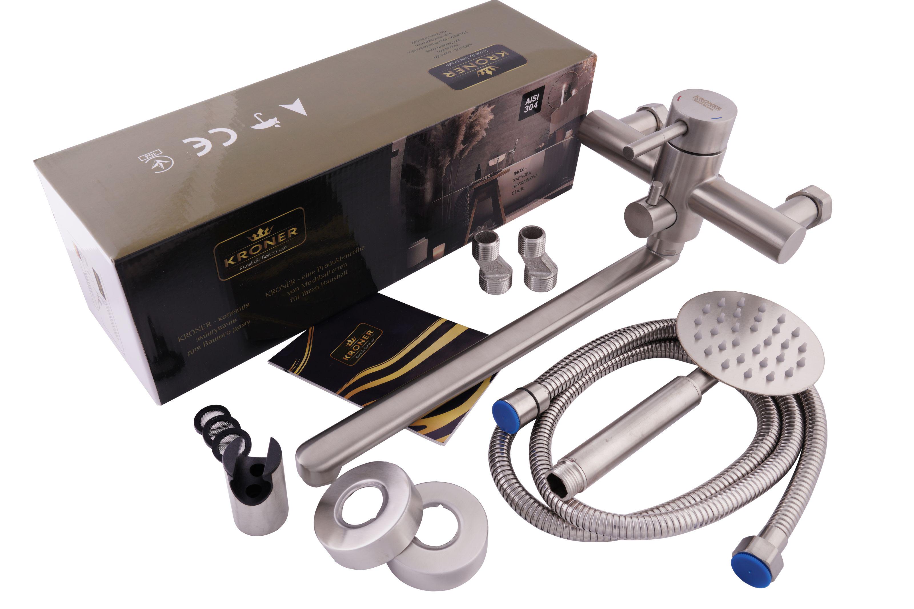 Смеситель для ванны KRONER Edelstahl Klassisch-ESG070 CV022997 однорычажный Хром (135945) - фото 4