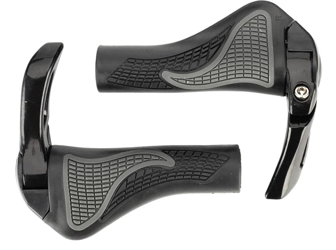 Грипсы велосипедные L-XH R-XH эргономичные с рогами алюминиевыми пара Черно-серый