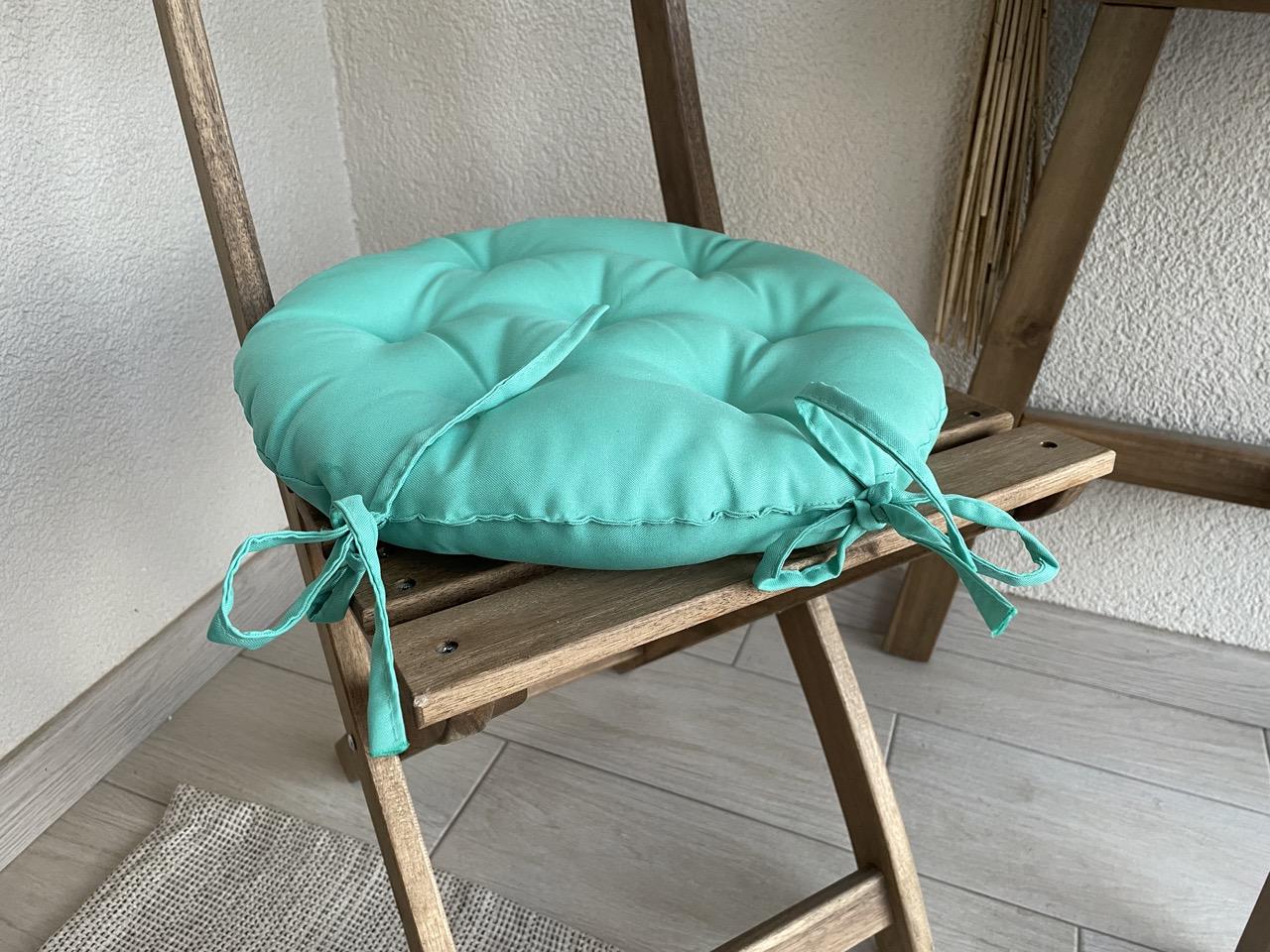 Подушка на стілець з зав'язками кругла Color 40х40х5 см Ментоловий - фото 8