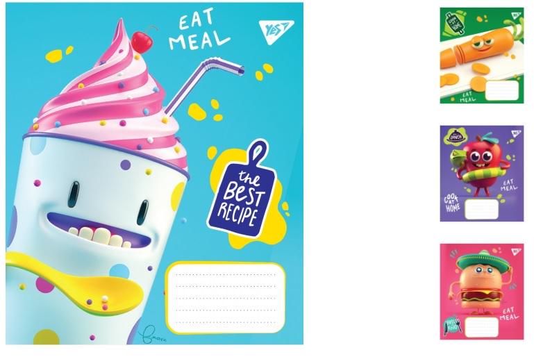 Зошити учнівські у лінійку YES Eat meal 12 арк. 25 шт. в уп. (MTT-148257)