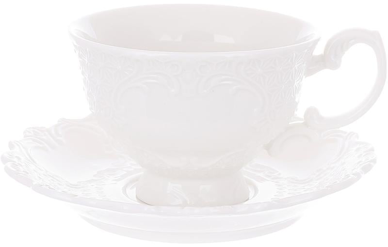 Набор чашек ажур фарфор с блюдцами 4 шт. 250 мл Белый