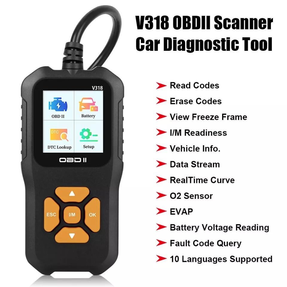 Автосканер диагностический CarD V318 OBD-2 сканер неисправностей автомобиля (К051041) - фото 6