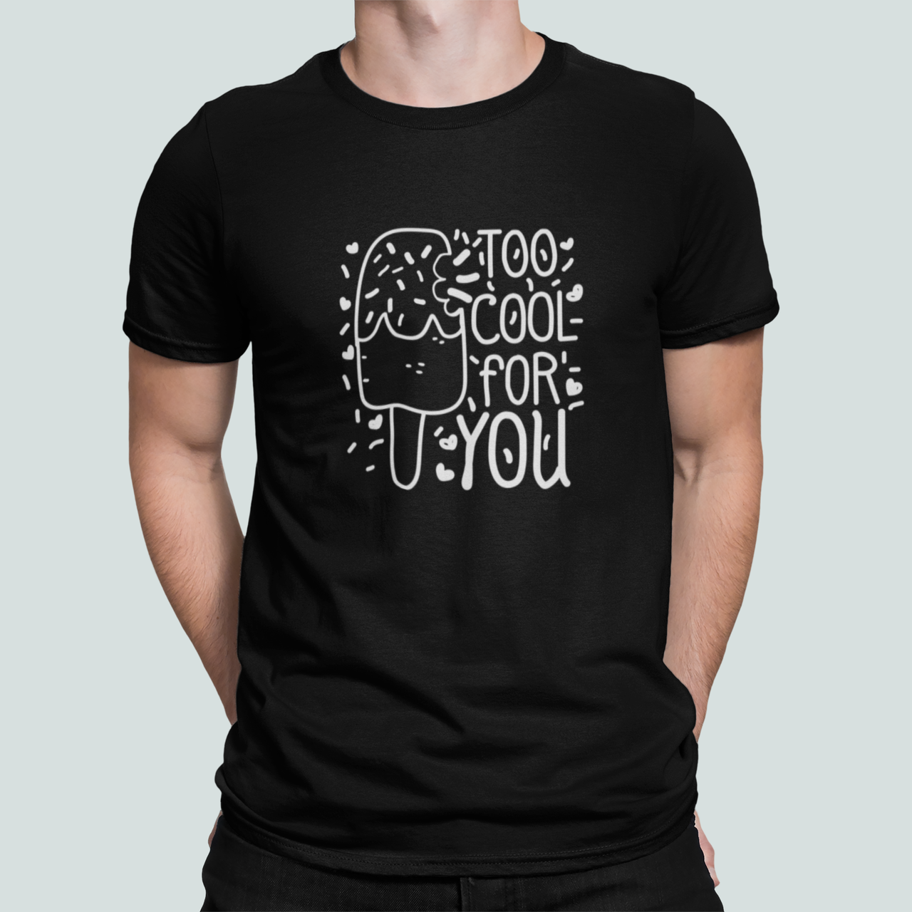 Футболка мужская Stedman с надписью "Too cool for you" с принтом Мороженое XXL Черный (ПН462-5)