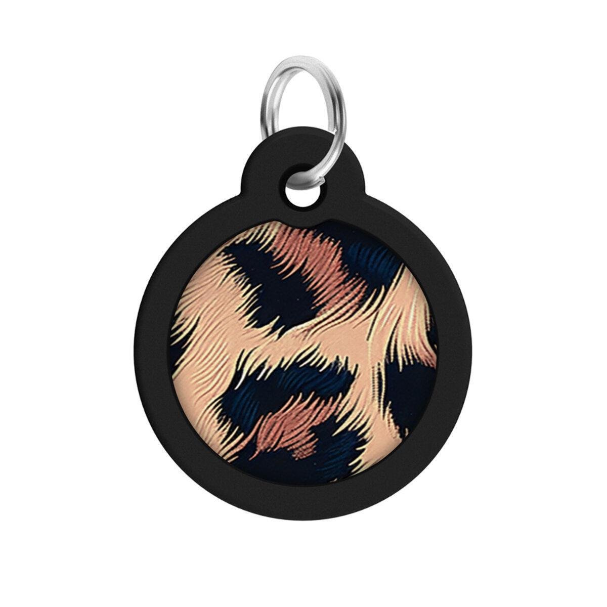 Адресник металевий для собак і котів Waudog Smart ID Леопард з QR паспортом коло 30 мм (230-4066 Col)