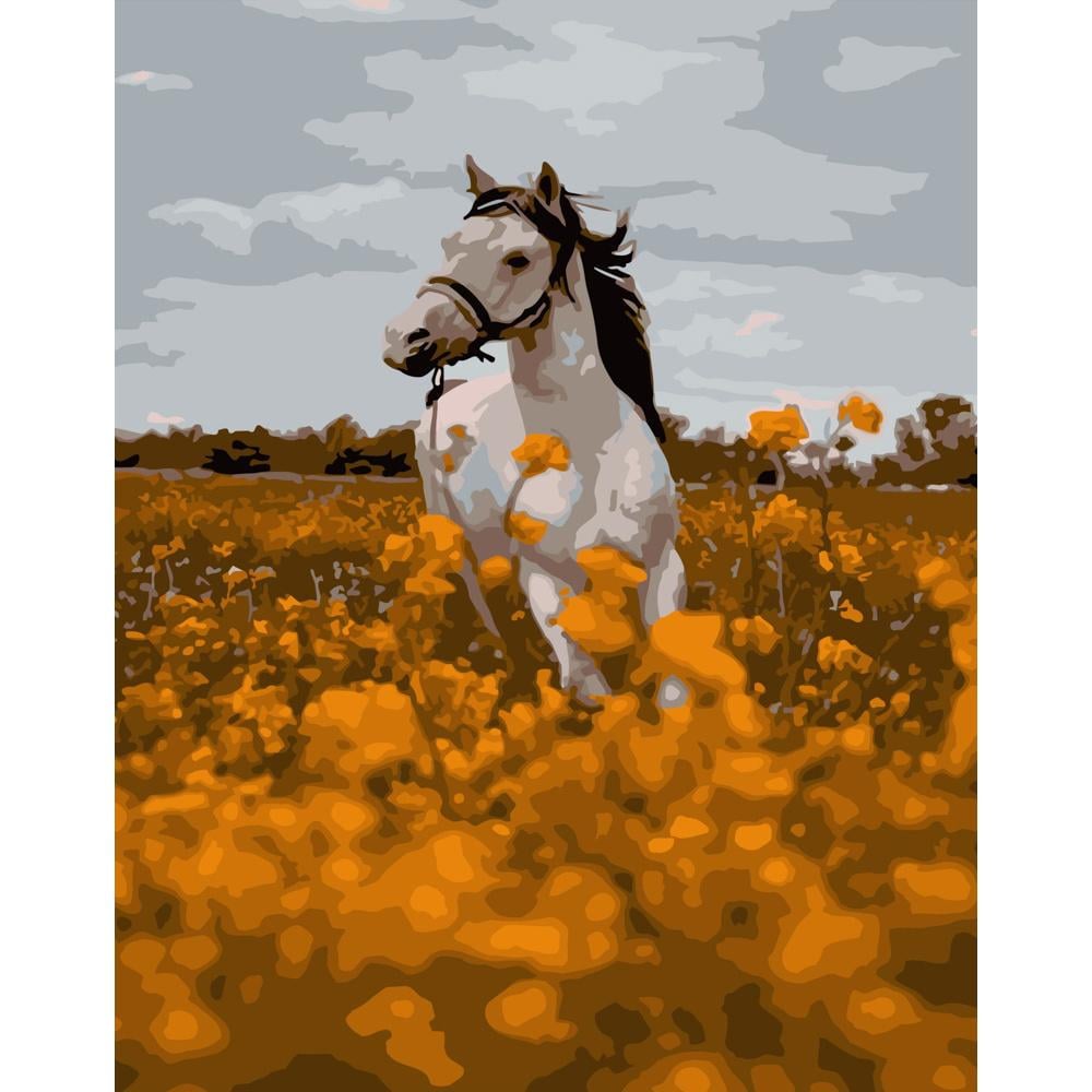 Картина за номерами Strateg Преміум Скакун у полі 40x50 см (DY249)